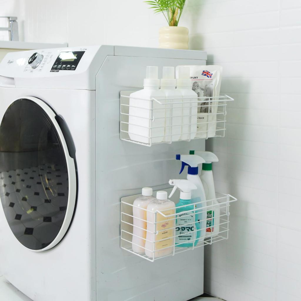 Bathroom Rack Magnetic Bath Rack Set of 2 Bathroom Washroom Kitchen Storage Shelf 31cm (White, & 32cm)