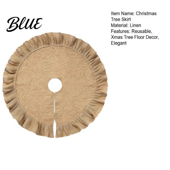 Holiday Farmhouse Tree Home Ornament Burlap for Christmas Skirt Mat Ruffled Rustic Festive Decor