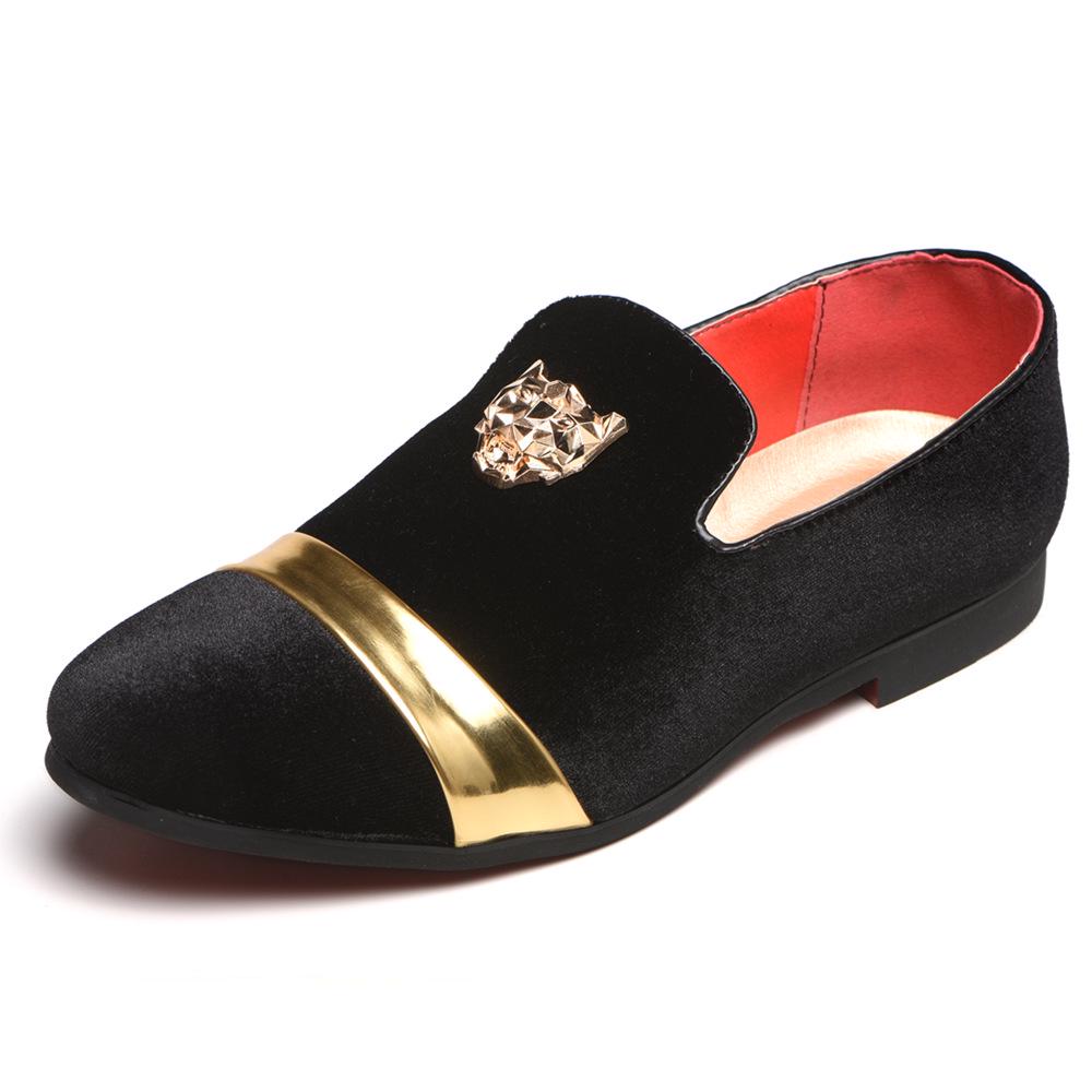 

Новые модные мужские бархатные туфли с золотым верхом, большие размеры, мужские мокасины ручной работы, мужские туфли на плоской подошве, праздничные и свадебные туфли 6 чёрный