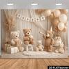 2D Flat, 1-piece Teddy Bear Celebration-themed Background Fabric, Suitable for Rooms, Living Room Decoration