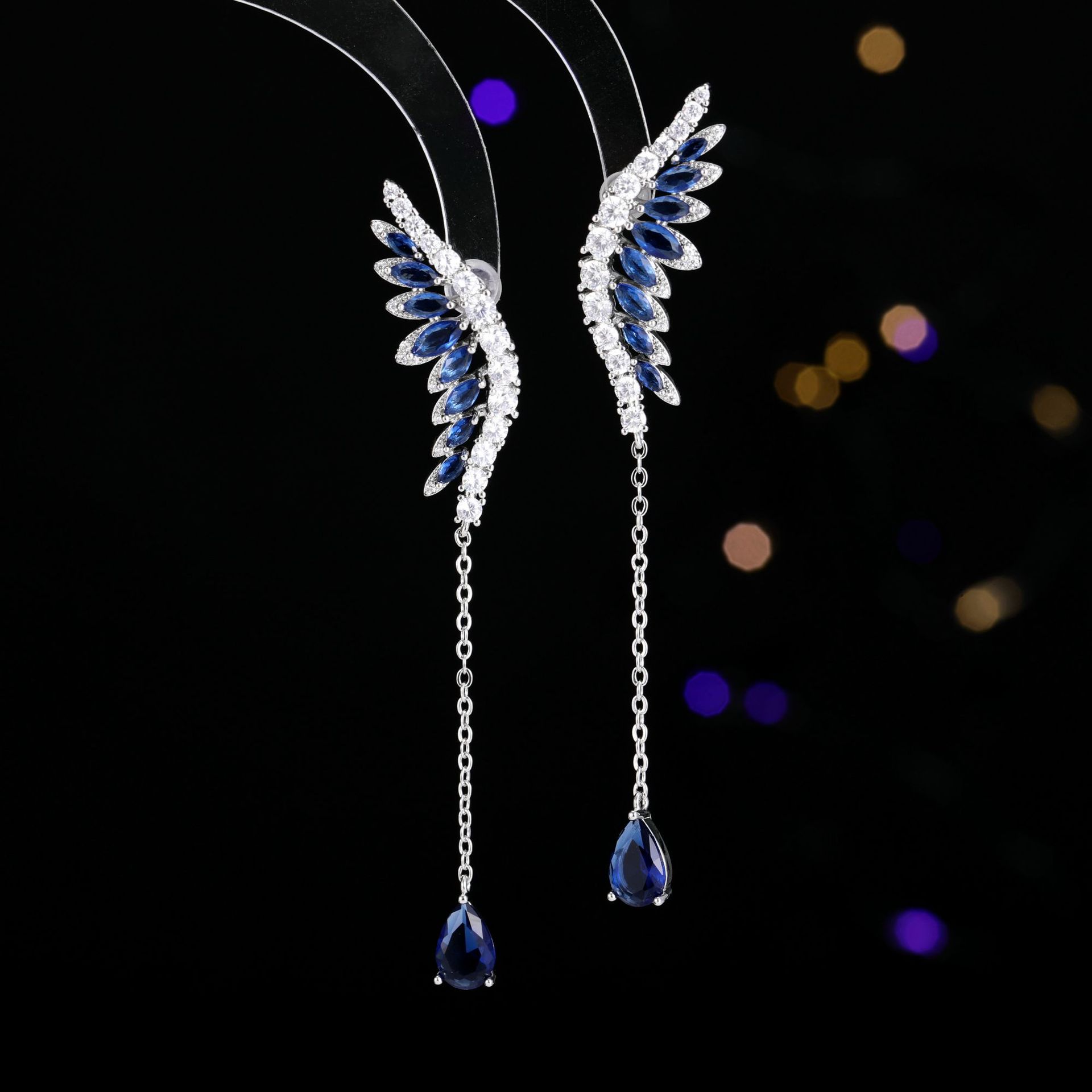 

Серьги премиум-класса из серебра 925 пробы с иглами, креативный дизайн, серьги с кисточками и каплями воды в форме крыльев ангела