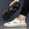 Fashion Fashion Casual Hallow Leather Shoes for Men Summer New Designer Breathable Sandals Male  Solid Color Driving Shoes Man
