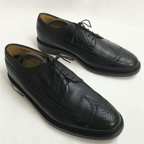 FLORSHEIM IMPERIAL KENMOOR Long Wingtip Brogue Black Size 30 Vintage USA(USED)