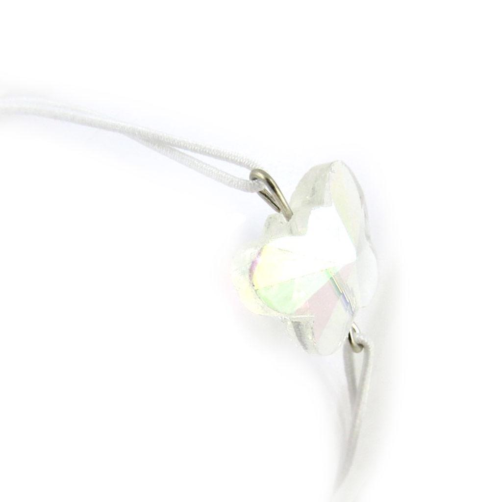 Les Trésors De Lily [N0251] - White 'Crystal' Elastic Bracelet (butterfly)