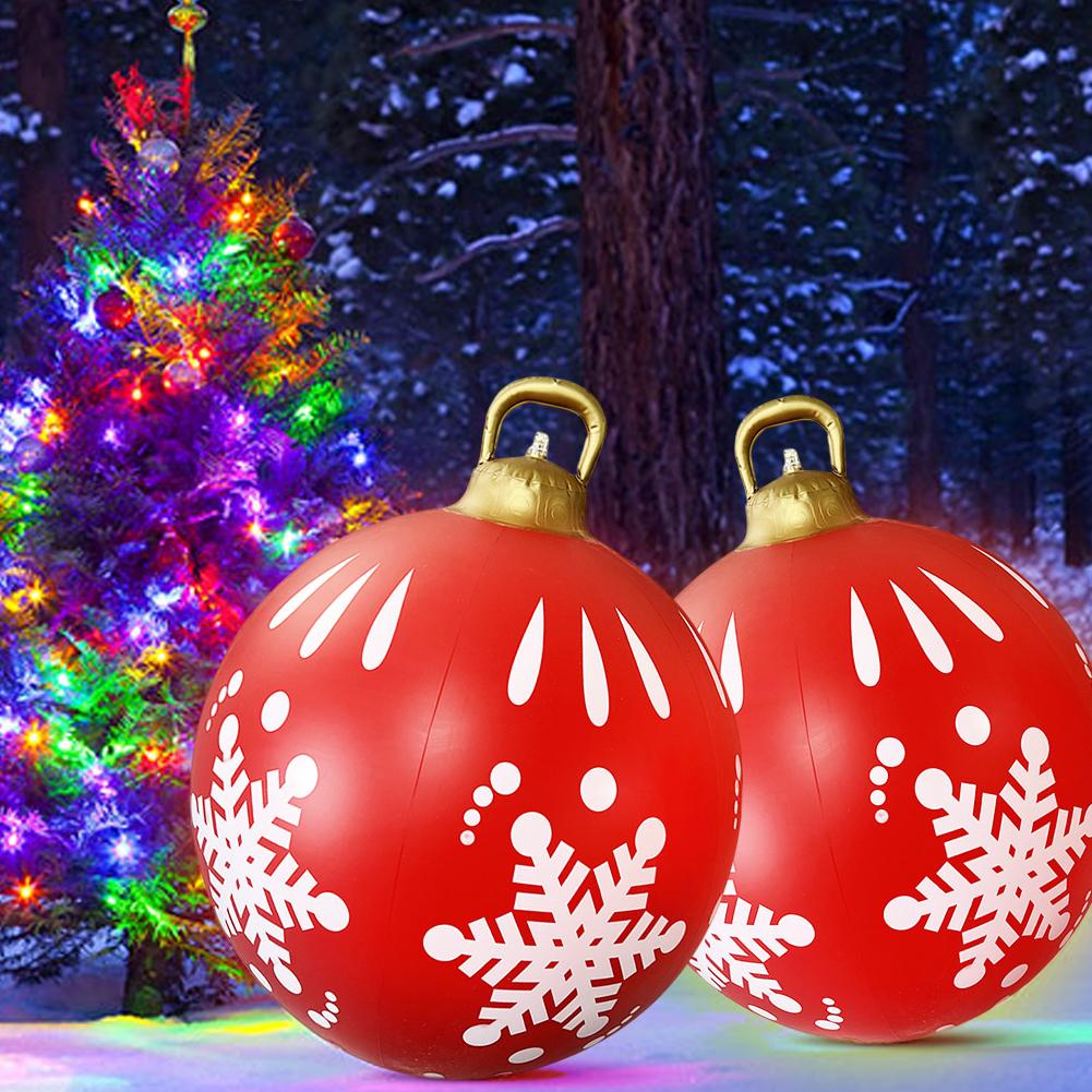60cm Christmas Tree Hanging Ornament PVC Glow Outdoor Toy Ball Home Garden Christmas Inflatable Ball New Year Party Decoration
