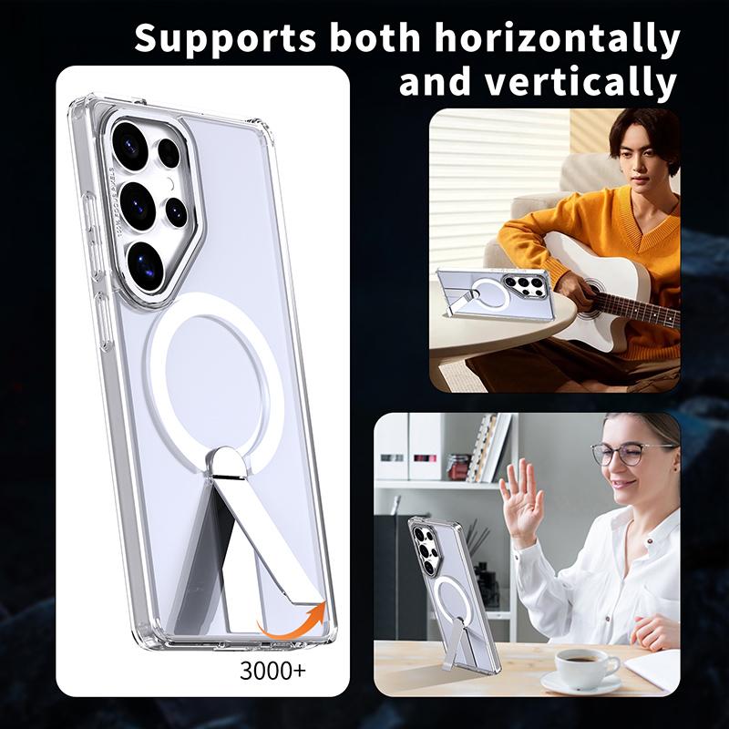 For Magsafe Wireless Charging Metal Bumper Phone Case For Samsung Galaxy S25 Ultra S23 S22 S24 Ultra FE Plus Hard PC Back Cover