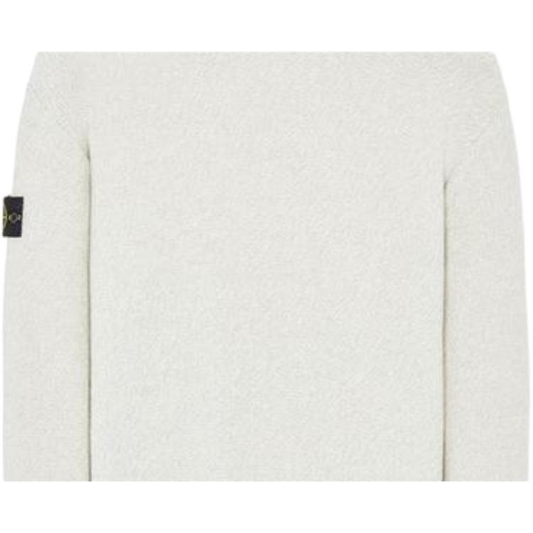 Stone Island FW22 Logo Patch Solid Color Pullover Long Sleeve Wool Sweater Men sweater White Gray 7715527C7-V0061