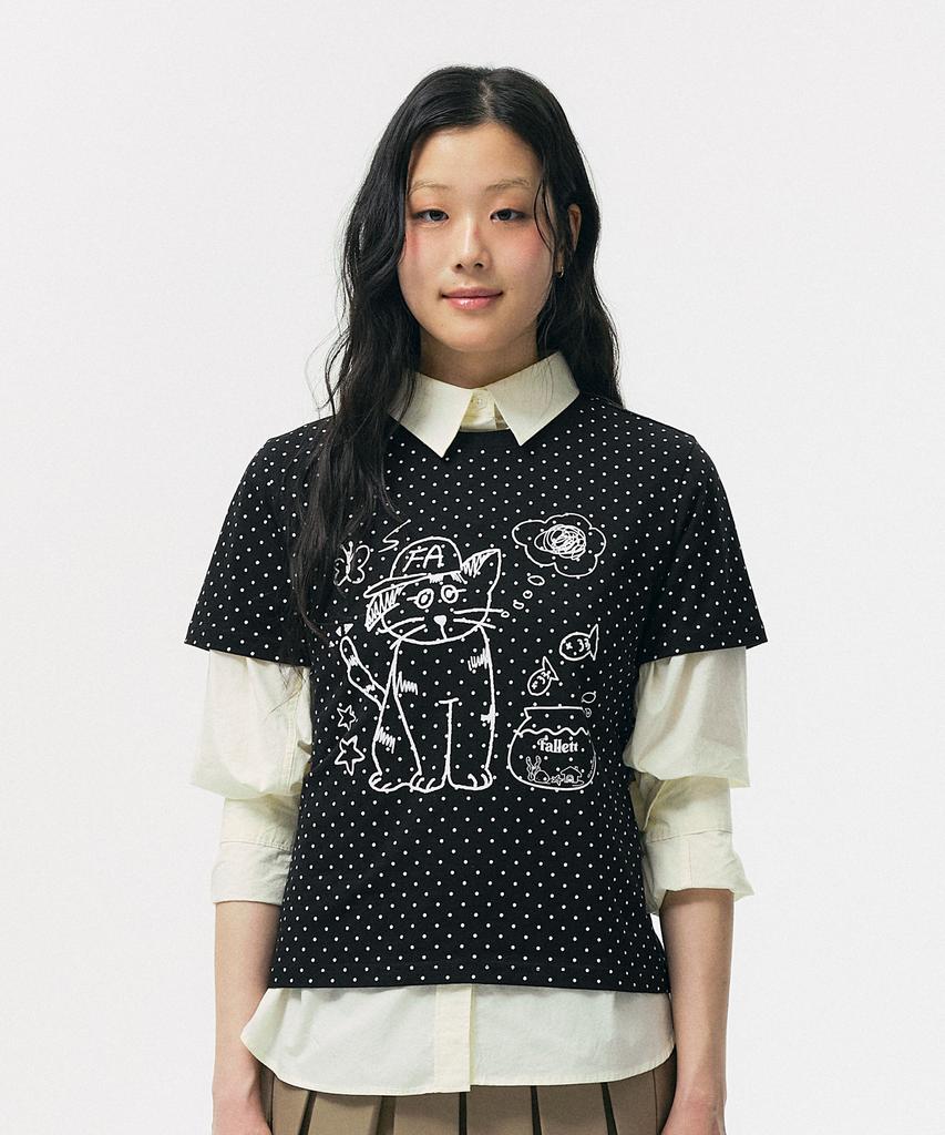 FALLETT Small Dot T-Shirt Black