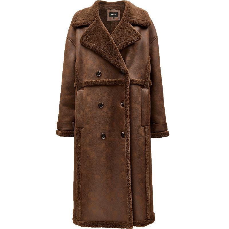 ONLY Women s Retro Patchwork PU Loose Long Coat S