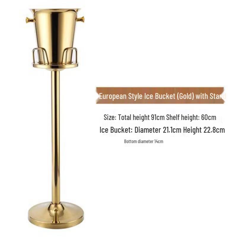 

ZISIZ European Style Champagne Ice Bucket with Gold Stand Set