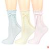 Womens Crew Ruffle Socks Cute Frilly Casual Socks Ribbon Bow Knit Cotton Lettuce Adorable Socks 3 Pack
