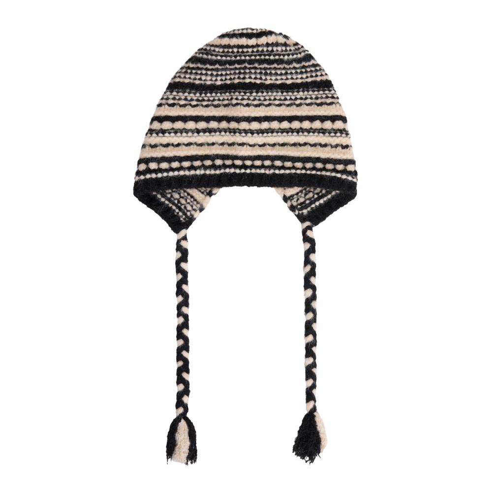 Maillard Retro Strickmütze Damen Herbst Winter Warme Slouchy Mütze Großer Kopfumfang Kordel Ohrenklappenmütze