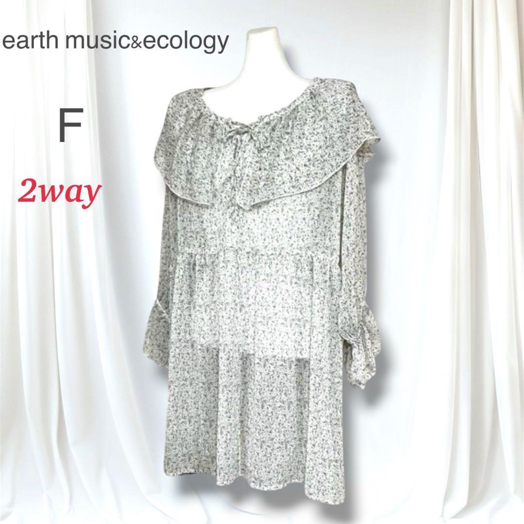 Extremely Beautiful Earth Music & Ecology 2WAY Ruffle Floral Sheer Tunic