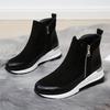 Winter 2025 New Side Zipper Wedge Boots Women's Platform Plus Size Fleece Warm Suede Snow Boots
