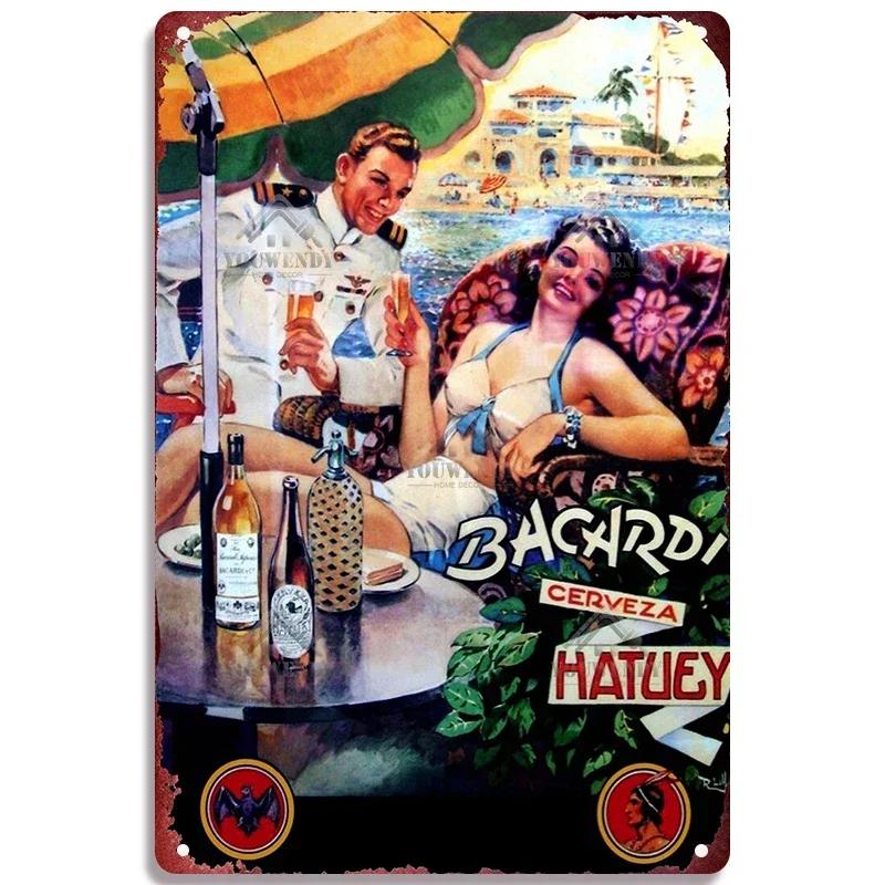 Retro Bacardi Metal Sign, Tin Sign, Rum Brand Plaque, Vintage Plates, Wall Decor, Poster, Bar, Man Cave, Shabby Chic Decorati
