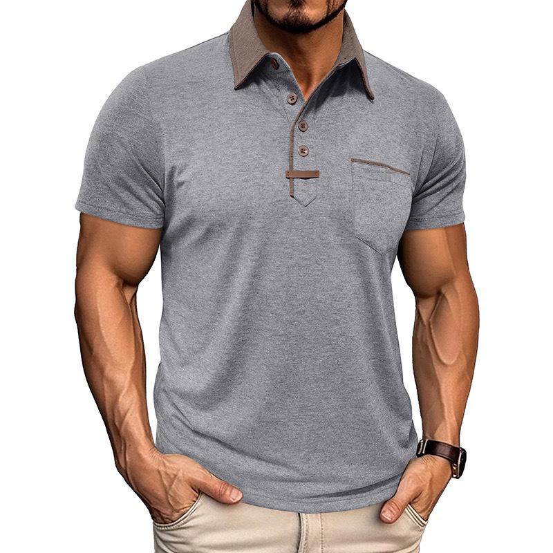 Męskie Codzienne Koszule z Długim Rękawem Kołnierzykowe Zapinane Bawełniane T-shirty Klasyczne Stylowe Koszule Golfowe z Kieszenią