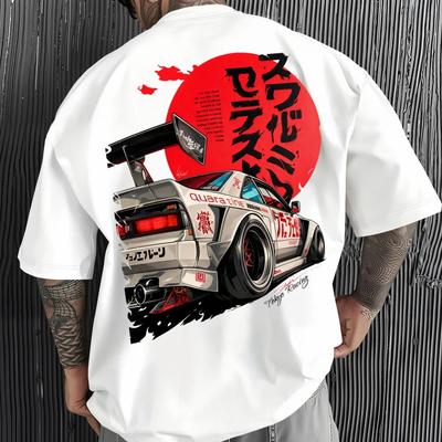 Heren JDM Raceauto Grafisch T-shirt 100% Katoen Hete Verkoop Oversized Tee Ademend Japanse Streetwear Tops