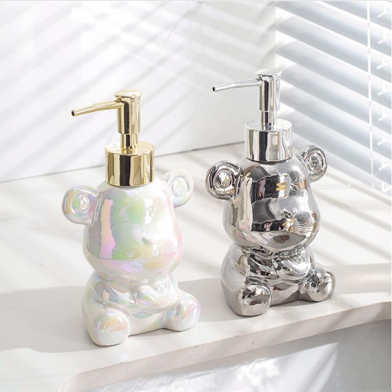 Ceramic Art Cartoon Bear Lotion Bottle, Bathroom Accessories, Household Shower Gel, Sub Packaging Bottle, Luxury Shampoo Bottle