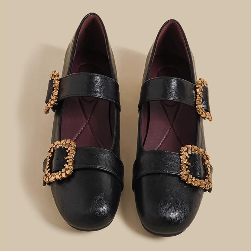 

Fashion High Quality Black Mary Jane Shoes Women Fashion Metal Decoration Buckle Designer Shoes Comfortable Women s Leather Moccasins 35 чёрный