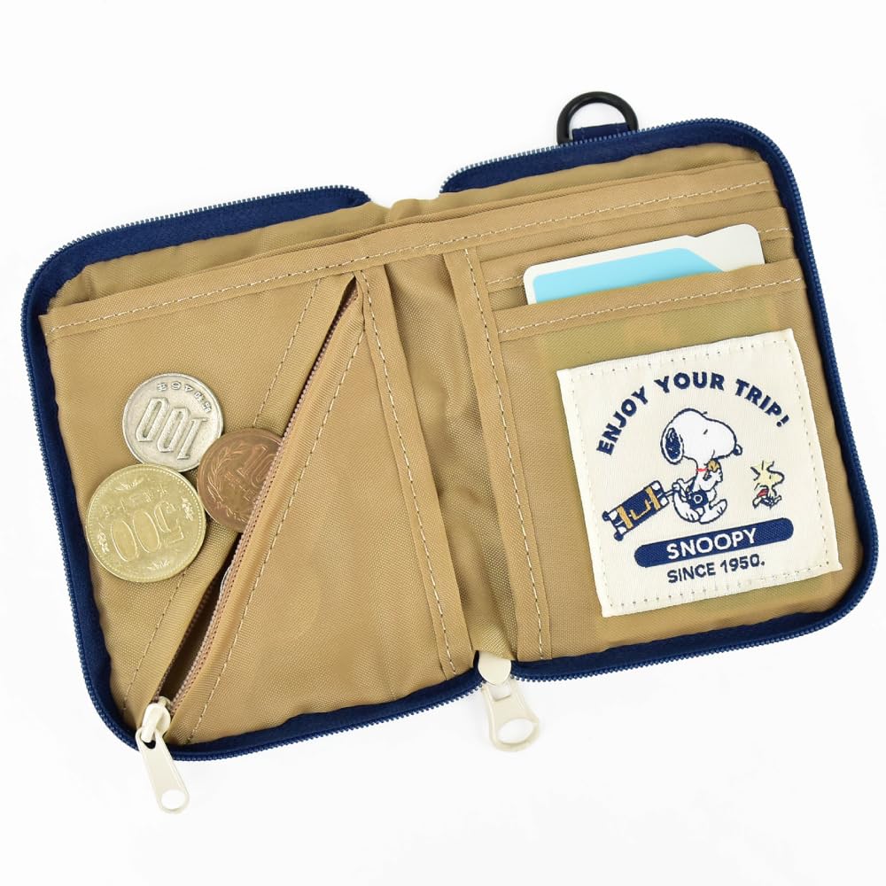 Enjoy your trip Snoopy travel slim wallet with round zipper SPMS-176