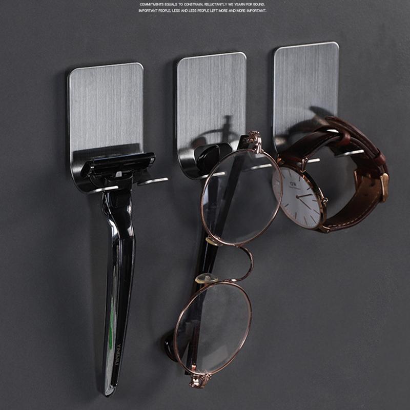 304 Stainless Steel Razor Holder for Men's Shaving Shaver Shelf Bathroom Viscose Razor Hook Wall Adhesive Storage Rack Hanger