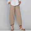 Women's Solid Color Loose Casual Cotton and Linen Elastic Waist Pants Cropped Pants Wide-leg Pants