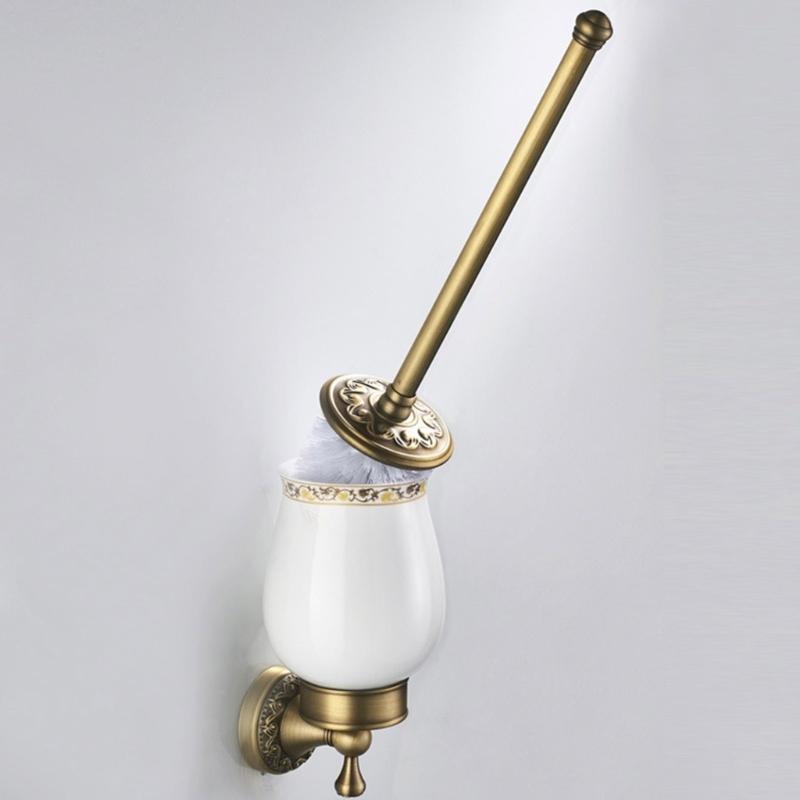 Resistant Brass Bathroom Brush Holders Classical Designs Toilet Brushes Stand Simple Installs for Modern Homes Decors