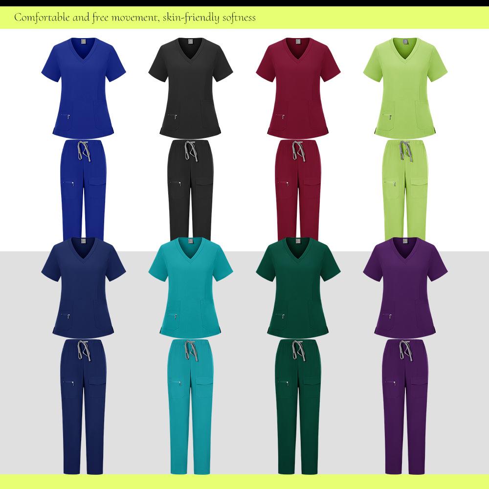 V-neck Nurse Uniform Spa Beauty Scrub Suit Set