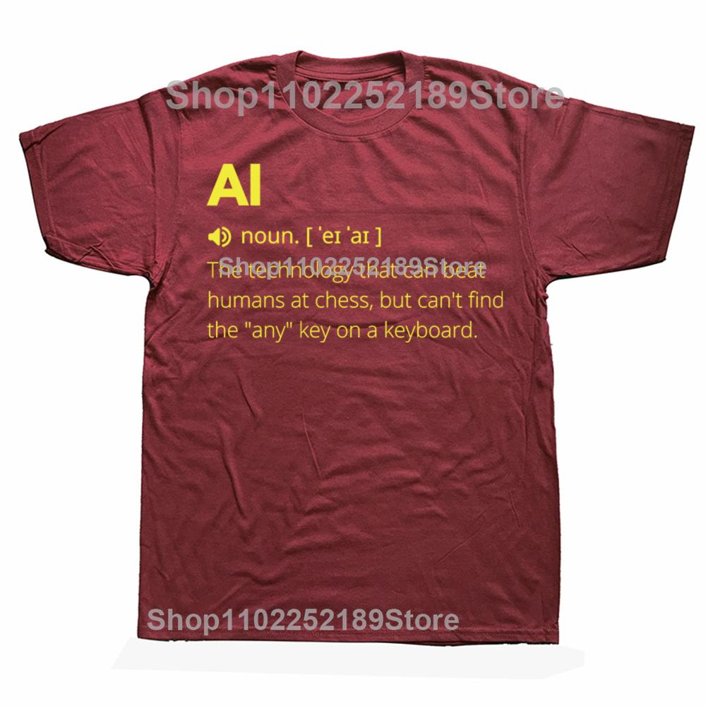 Funny AI Definition Artificial Intelligence T-shirts Men Women's Fashion Casual Tshirt 100% Cotton Loose Oversized T Shirt