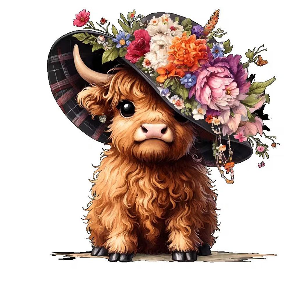 

QT2416#15cm Floral Small Highland Cow Clipart Stickers Suitable For Cars, SUVS, Laptops, Pickup Trucks, Motorcycles, Scooters 15cm-longest side