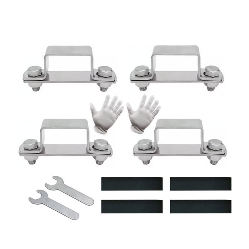 

4Pcs Pipe Clamp U Shaped Connector Bracket Metal Steel Bar Security Holder Brackets for Door Window Shed Enduring 15X15mm