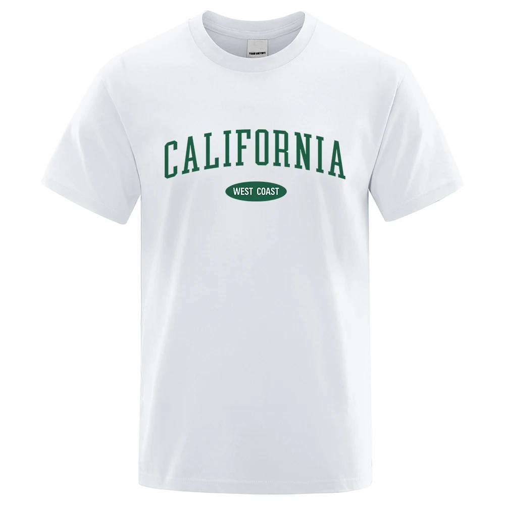 California West Coast Street Letter T Shirt Men Fashion O-Neck Tshirts Summer Cotton Tops Fashion Street Hip Hop T-Shirts