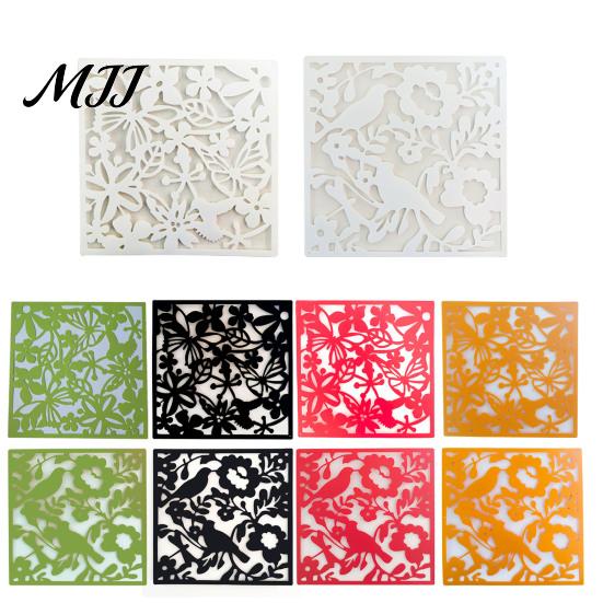 Hanging Partition Panel 5Pcs Room Divider Panel, Hollow Flower Butterfly Bird Wall Screen, Decor Square Decorative for Home Living