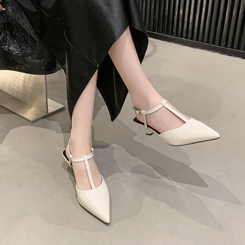 New Brand Women Sandal Fashion Pointed Toe Thin Low Heels Ladies Elegant Slingback Shoes Dress Pumps Shoes