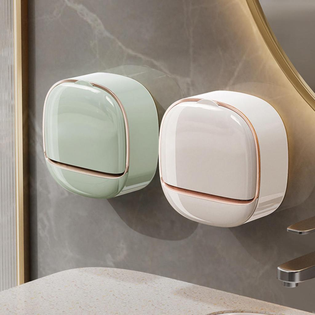Soap Dish with Drainage Box Punch-Free Soap Holder Bathroom Drain  Box Flip Drain  Storage Case Bathroom Accessories