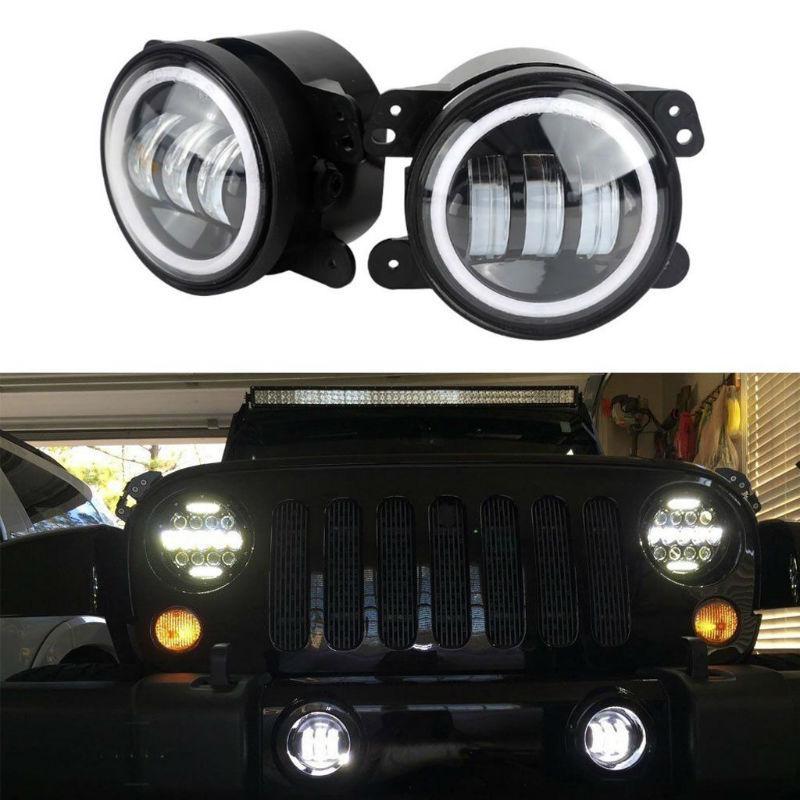 Proiector de ceață LED Wrangler 4" cu Angel Eye pentru Jeep