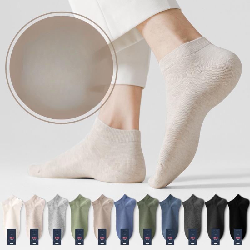 

Men s Socks Summer Pure Cotton Antibacterial Sweat-absorbing Short Tube Thin Cotton Socks Spring and Summer Black Men s Boat Socks 1 pair чорний
