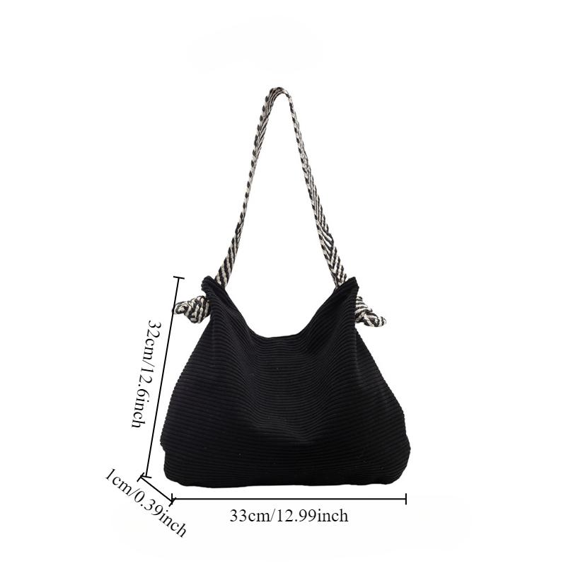 Casual Corduroy Hobo Shoulder Bag, Minimalist Solid Color Handbag, All-Match Retro Bag