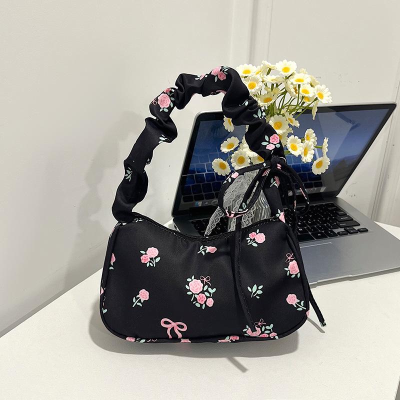 

Новая модная женская сумка, простая сумка-мессенджер для свежей девушки с цветочным принтом, сумка под мышку с бантом чёрный