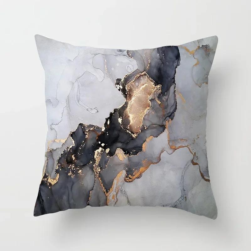 45*45 Marble Ocean Sea Pattern Polyester Throw Pillow Living Room Cushion Cover Home Decoration Sofa Decorative Pillowcase