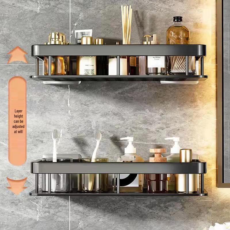 MDNG Punch-Free Wall-Mounted Kitchen & Bathroom Storage Shelf