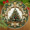 Wooden Christmas Sign with Christmas Tree Pattern - Navidad Round Sign for Front Door Wall Hanging Decor - Ideal Christmas Decoration