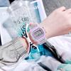 Transparent Square Electronic Watch, Calendar Week Night Light Alarm Clock