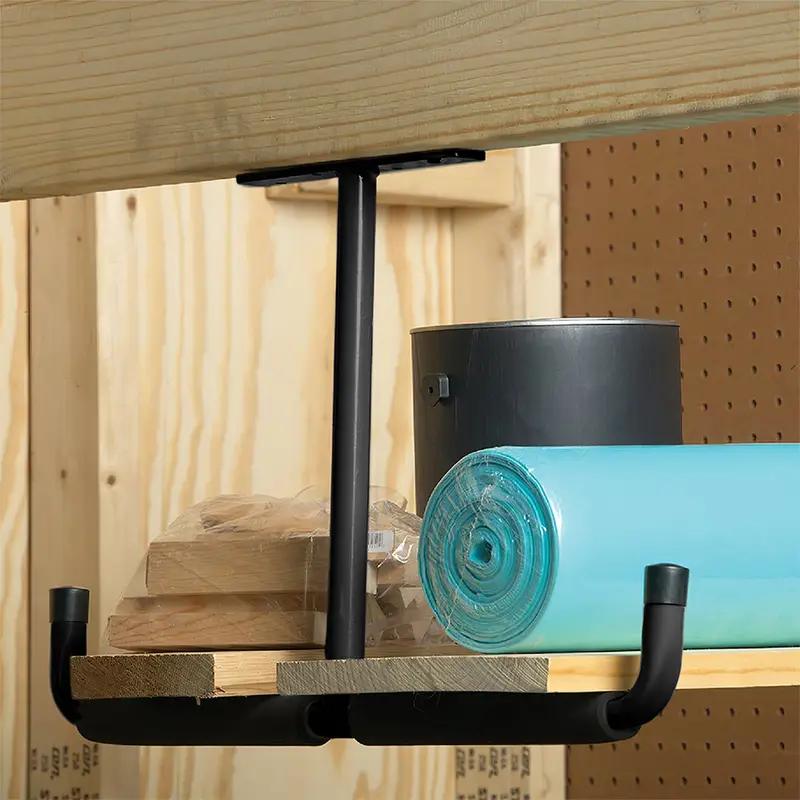 2pcs Metal T-shaped Hook Wall-mounted Display Rack Multifunctional Heavy Duty Ceiling Mounted Garage Storage Hook Organizer Tool