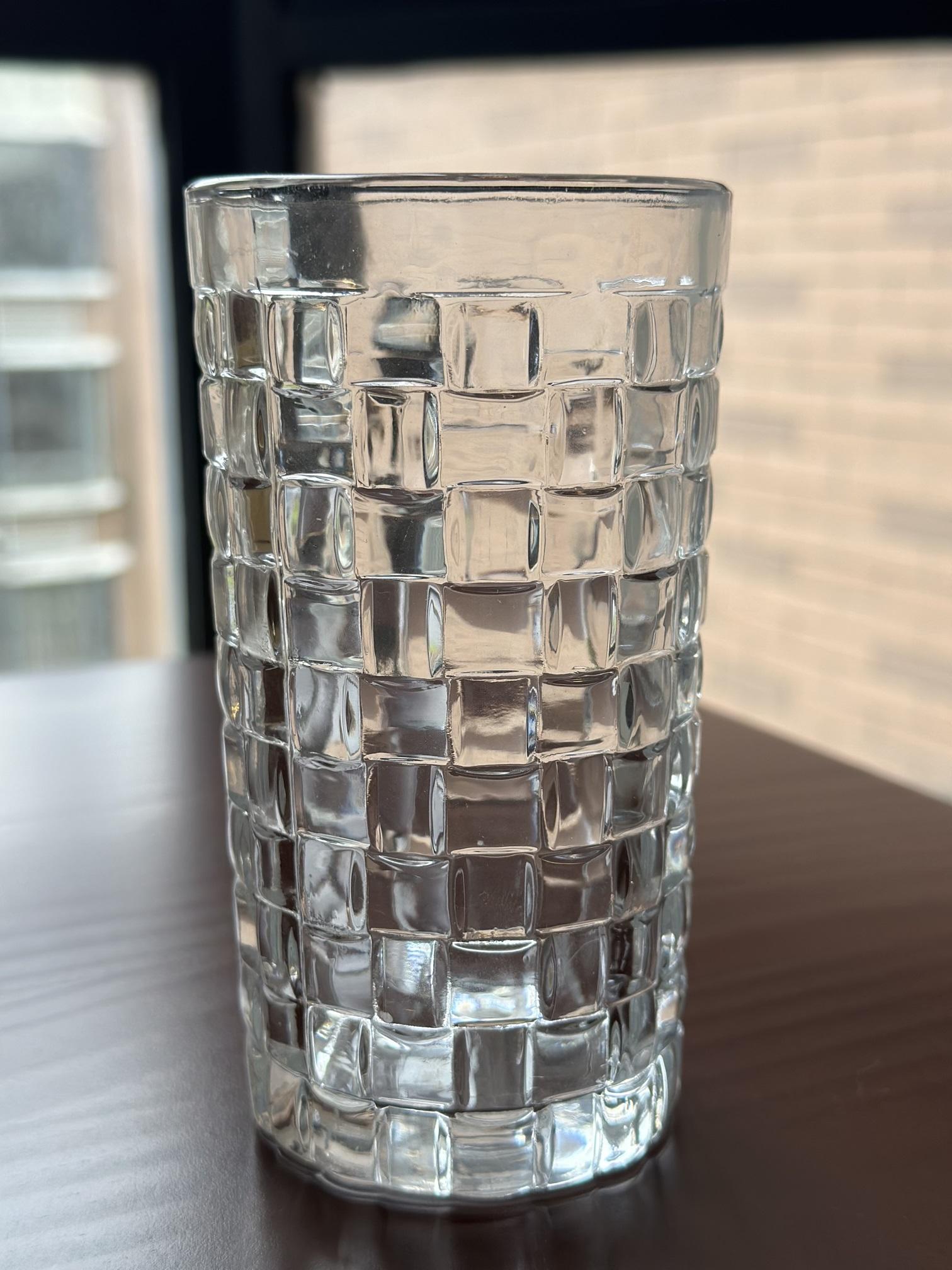 300ml Embossed Grid Pattern Glass Cup Transparent Water Tumbler Thickened Highball Glass for Juice Coffee Tea Home Bar Drinkware other
