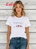 Red Wine Glass Printed Women's T-shirt White O-Neck Summer White Tee Top Ladies Casual Short Sleeve Women's Clothing