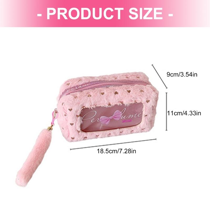Soft Pencil Pouch Stylish Bowknot Decoration Roomy Interior Strong Zippers Closure Flexible for Students Professional