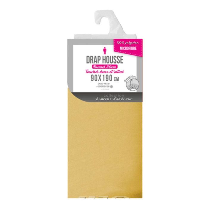 Drap housse microfibre "oscar" 90x190cm miel