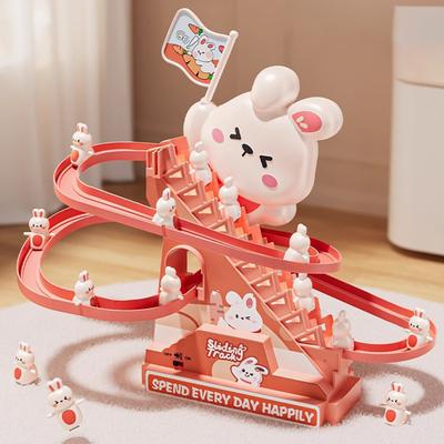 Yousheng Elektrikli Hayvan Tırmanma Kaydırağı Oyuncak LED Işık Müzik Çocuk Eğitici Otomatik Dinozor Tavşan Merdiven Tırmanma Roller Coaster Kaydırak