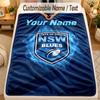 Flannel BlanketNSW Blues Logo Custom Name Text Personalized Soft Warm Throw Blanket Home Decor Gift